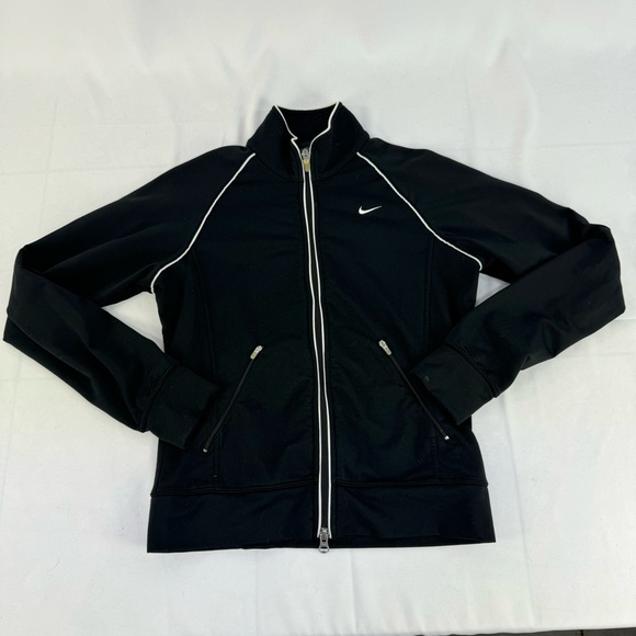 Nike Dry Fit Full Zip Track Jacket Athletic Long Sleeve XS Black and White - Picture 4 of 11